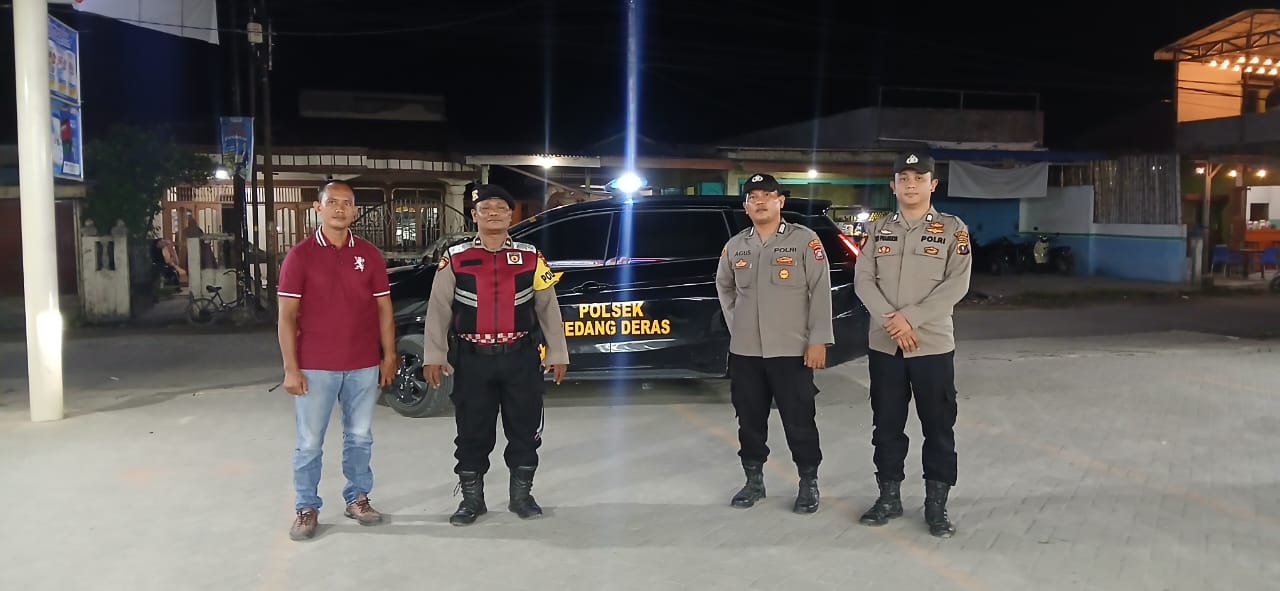 Polsek Medang Deras Patroli Malam, Jaga Kondusifitas Wilayah