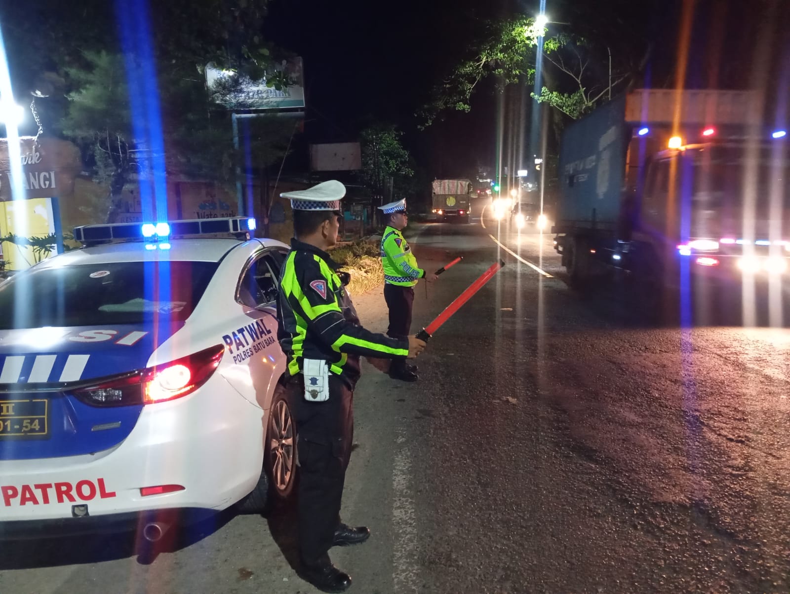 Satlantas Polres Batu Bara Jaga Kamseltibcarlantas Lewat Patroli Blue Light