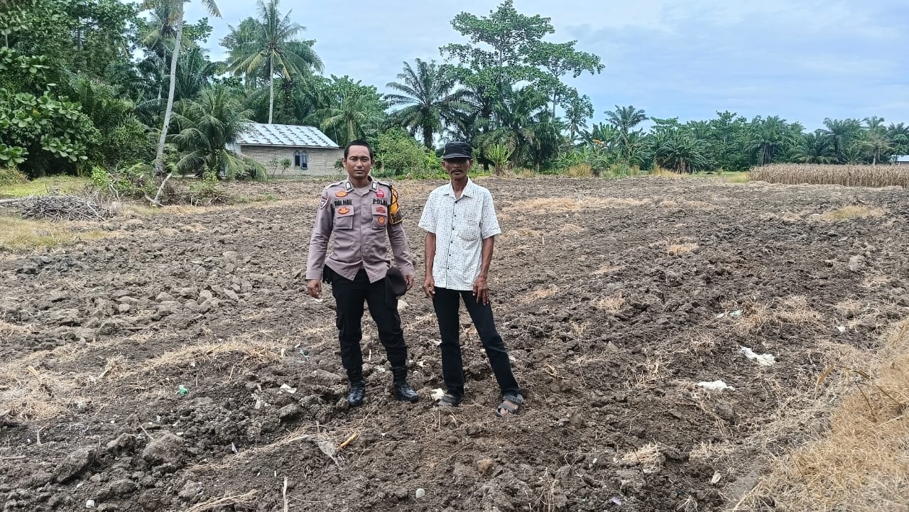 Bhabinkamtibmas Polsek Indrapura Cek Lahan Jagung, Dukung Ketahanan Pangan