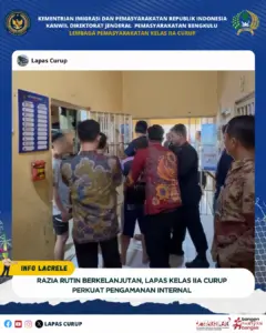 Lapas Kelas IIA Curup Intensifkan Razia, Perkuat Keamanan dan Ketertiban Internal