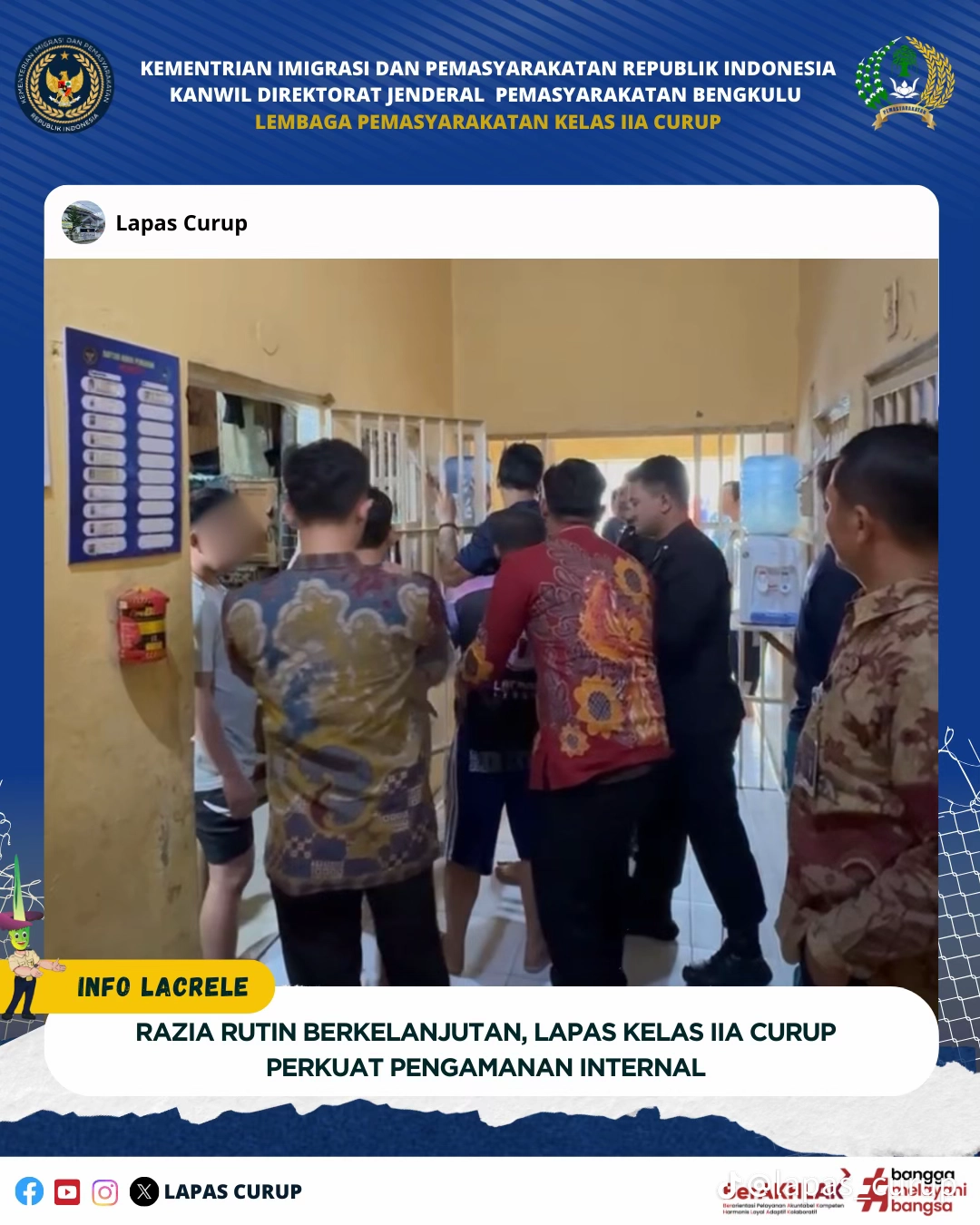 Lapas Kelas IIA Curup Intensifkan Razia, Perkuat Keamanan dan Ketertiban Internal
