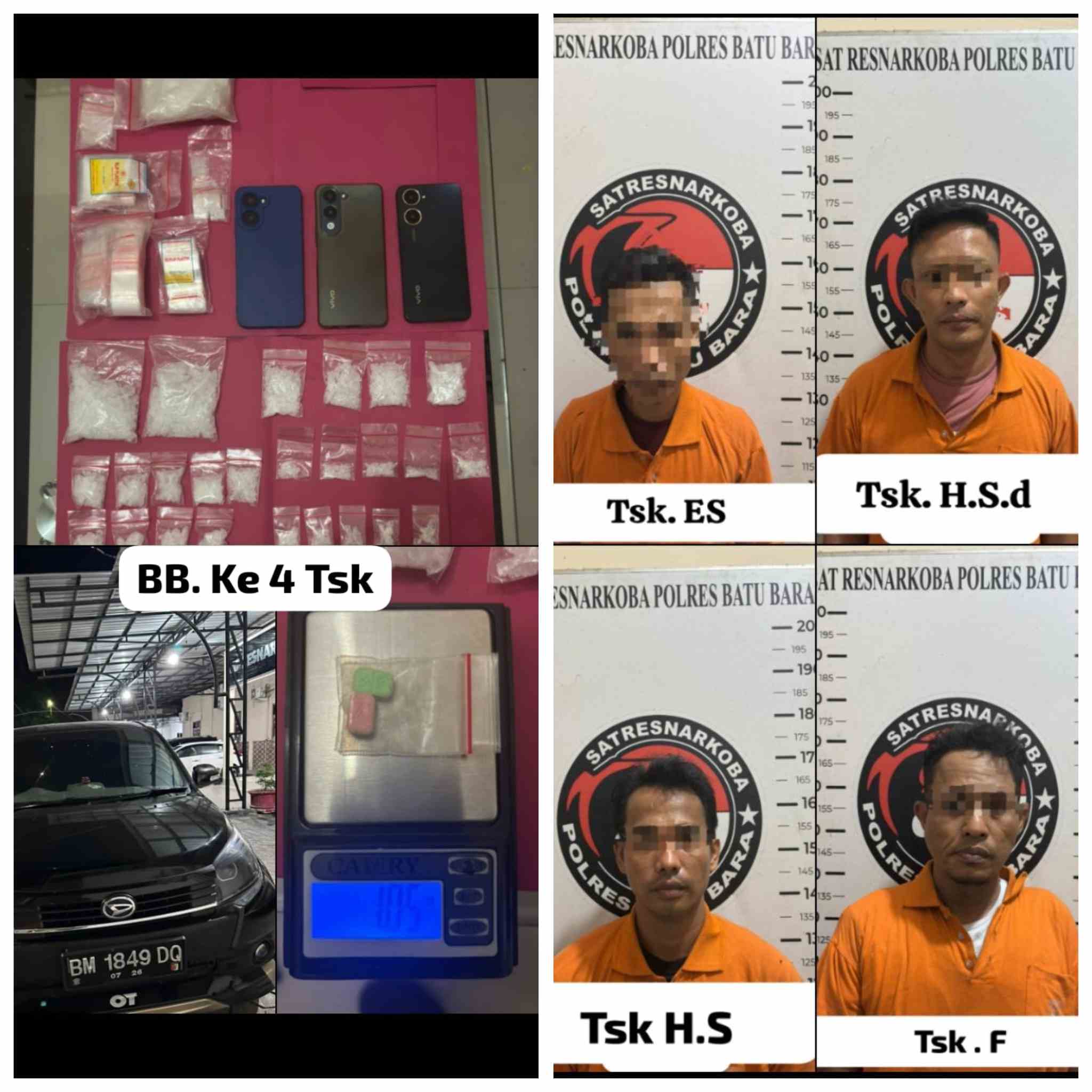 Sat Resnarkoba Ungkap Kasus Peredaran Narkotika, Empat Tersangka Diamankan dengan Hampir 200 Gram Sabu